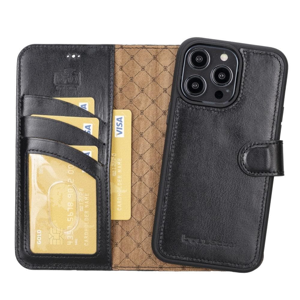 Apple iPhone 15 Series Detachable Leather Wallet Case Darker Color - MW Bouletta LTD
