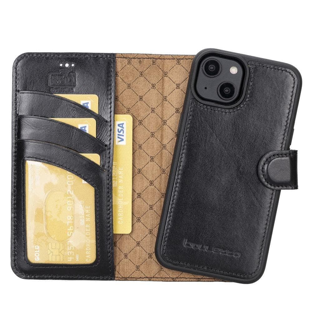 Apple iPhone 15 Series Detachable Leather Wallet Case Darker Color - MW Bouletta LTD