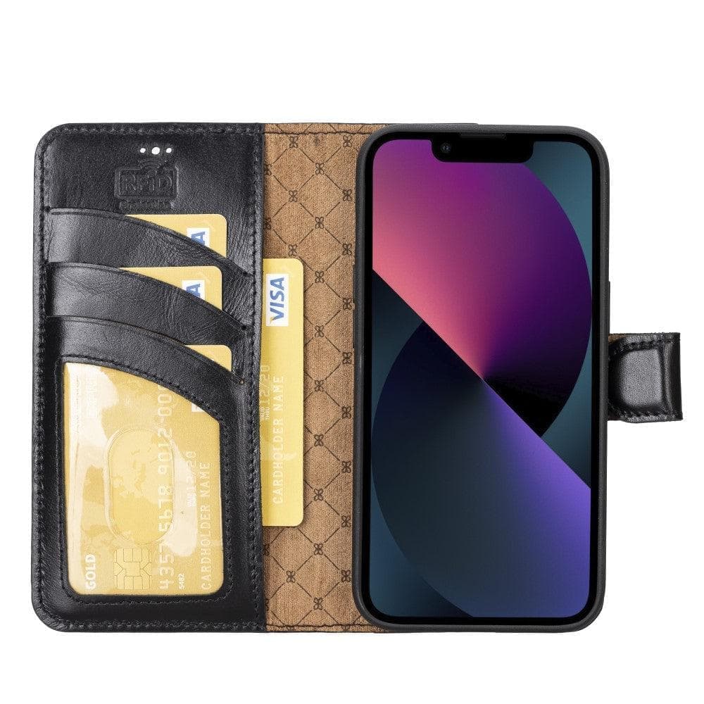 Apple iPhone 15 Series Detachable Leather Wallet Case Darker Color - MW Bouletta LTD