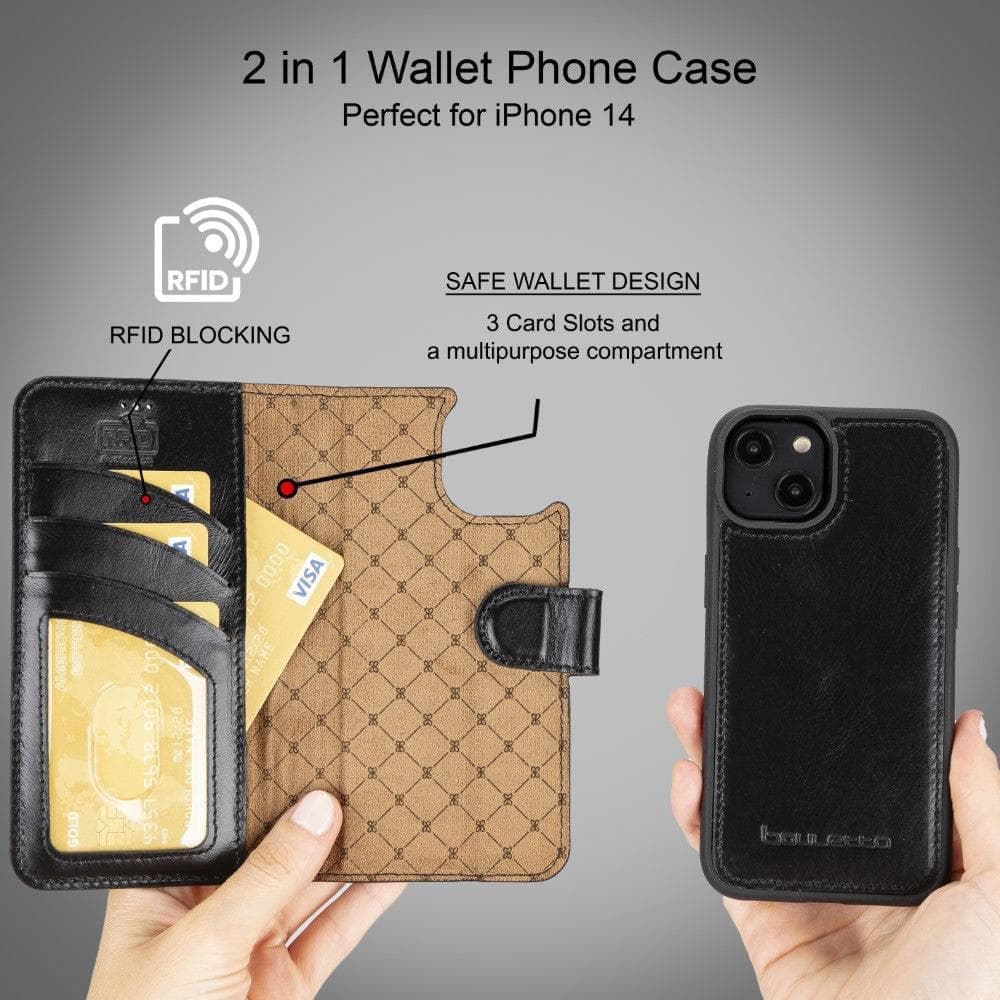 Apple iPhone 15 Series Detachable Leather Wallet Case Darker Color - MW Bouletta LTD