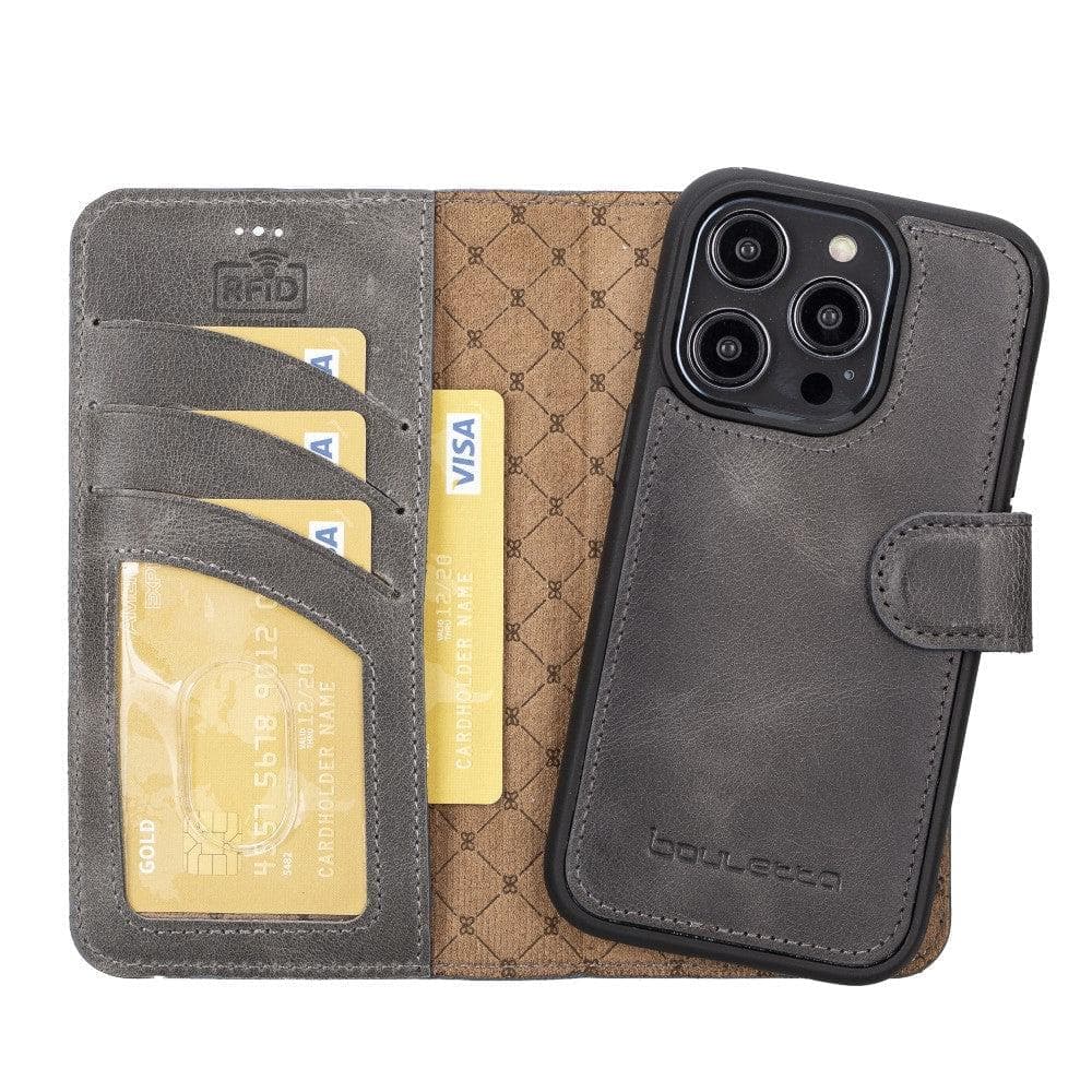 Apple iPhone 15 Series Detachable Leather Wallet Case Darker Color - MW Bouletta LTD