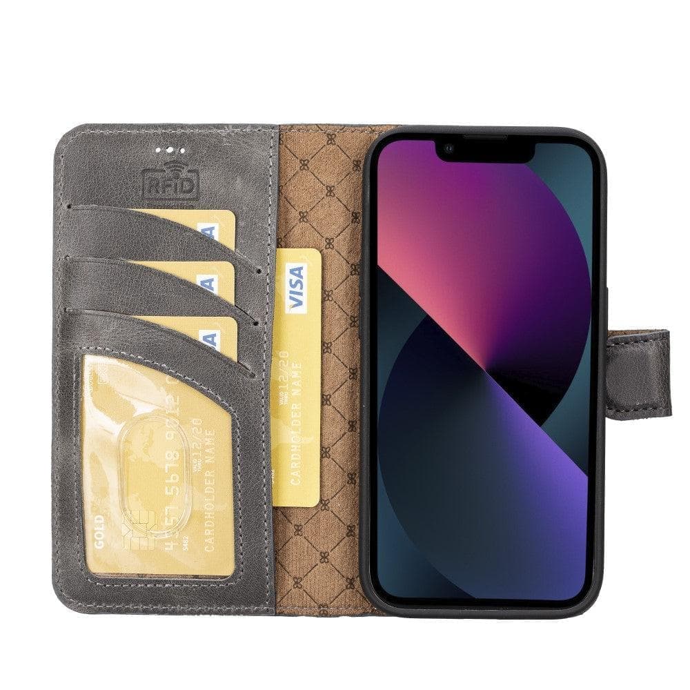 Apple iPhone 15 Series Detachable Leather Wallet Case Darker Color - MW Bouletta LTD