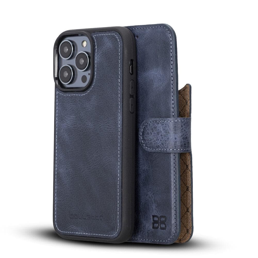 Apple iPhone 15 Series Detachable Leather Wallet Case Darker Color - MW iPhone 15 Pro Max / Dark Blue / Leather Bouletta LTD