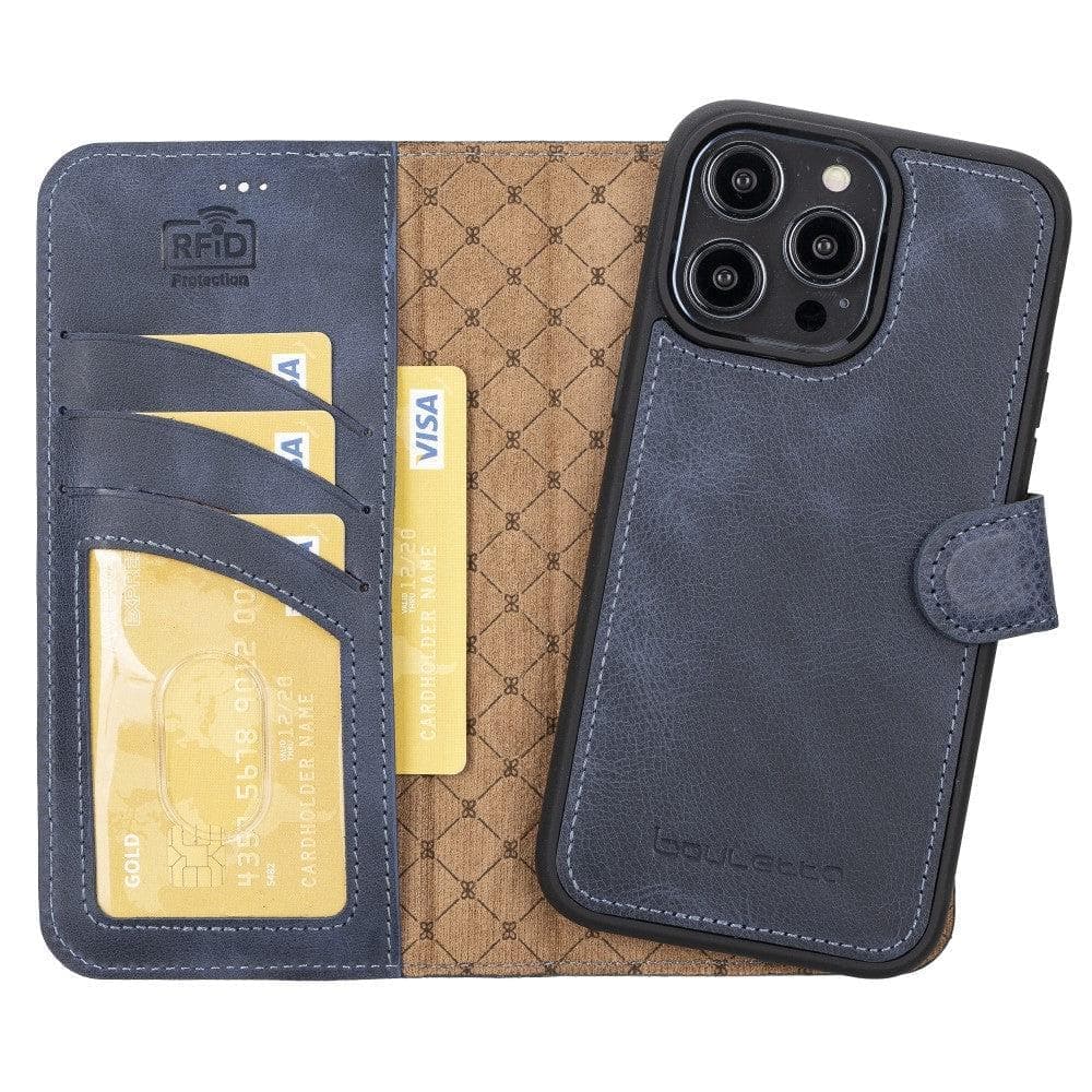 Apple iPhone 15 Series Detachable Leather Wallet Case Darker Color - MW Bouletta LTD