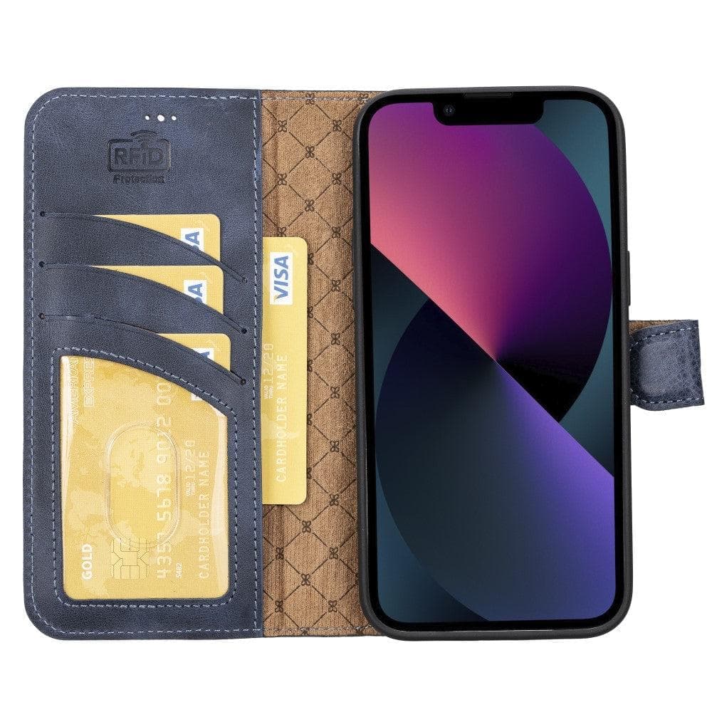Apple iPhone 15 Series Detachable Leather Wallet Case Darker Color - MW Bouletta LTD