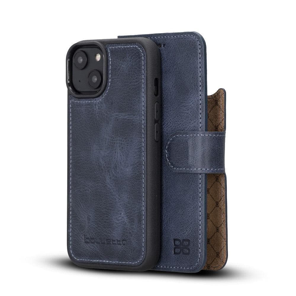 Apple iPhone 15 Series Detachable Leather Wallet Case Darker Color - MW iPhone 15 Plus / Dark Blue / Leather Bouletta LTD