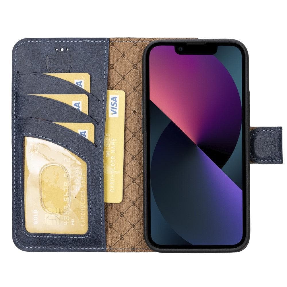 Apple iPhone 15 Series Detachable Leather Wallet Case Darker Color - MW Bouletta LTD