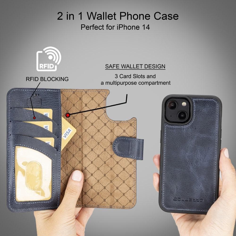 Apple iPhone 15 Series Detachable Leather Wallet Case Darker Color - MW Bouletta LTD