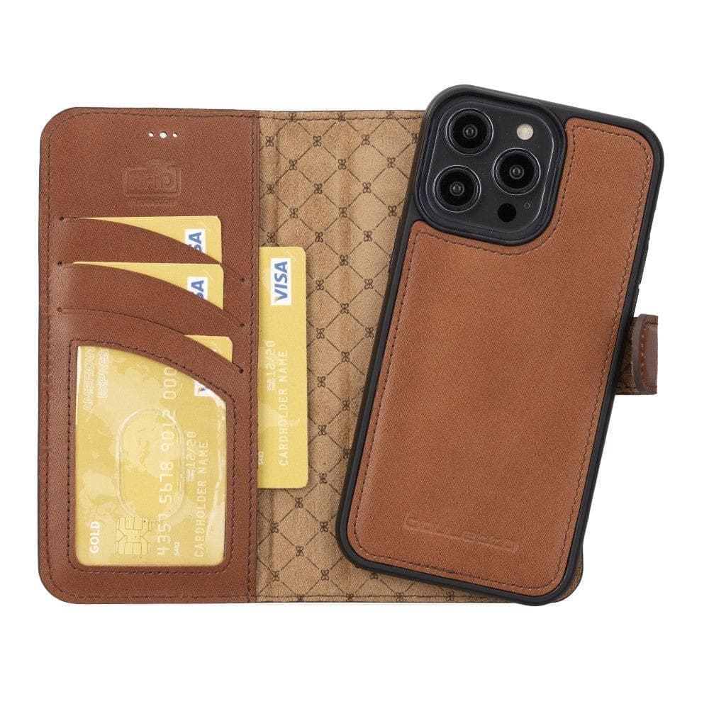Apple iPhone 15 Series Detachable Leather Wallet Case Darker Color - MW Bouletta LTD