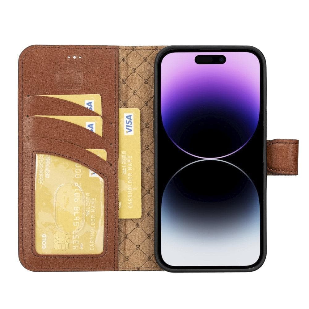Apple iPhone 15 Series Detachable Leather Wallet Case Darker Color - MW Bouletta LTD