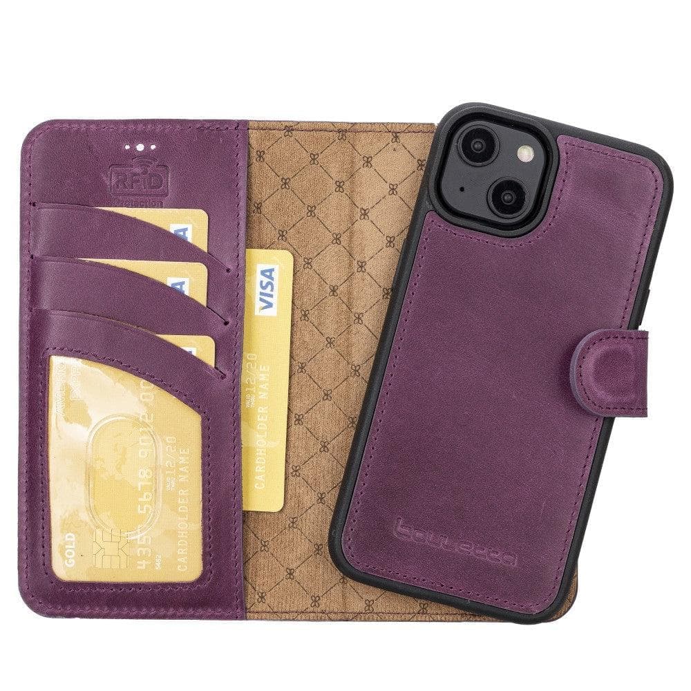 Apple iPhone 15 Series Detachable Leather Wallet Case Darker Color - MW Bouletta LTD