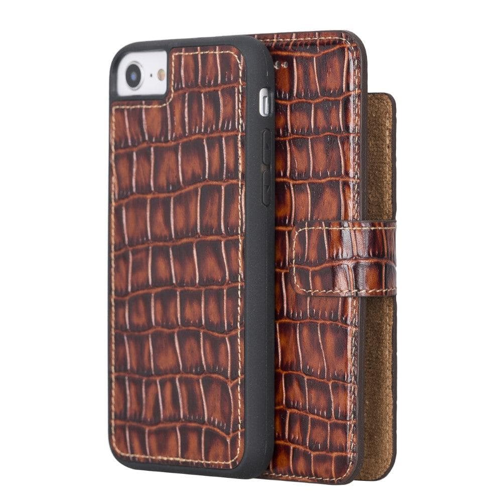 Apple iPhone 8 Series Detachable Leather Wallet Case - MW iPhone 8 / Croco Brown Bouletta LTD