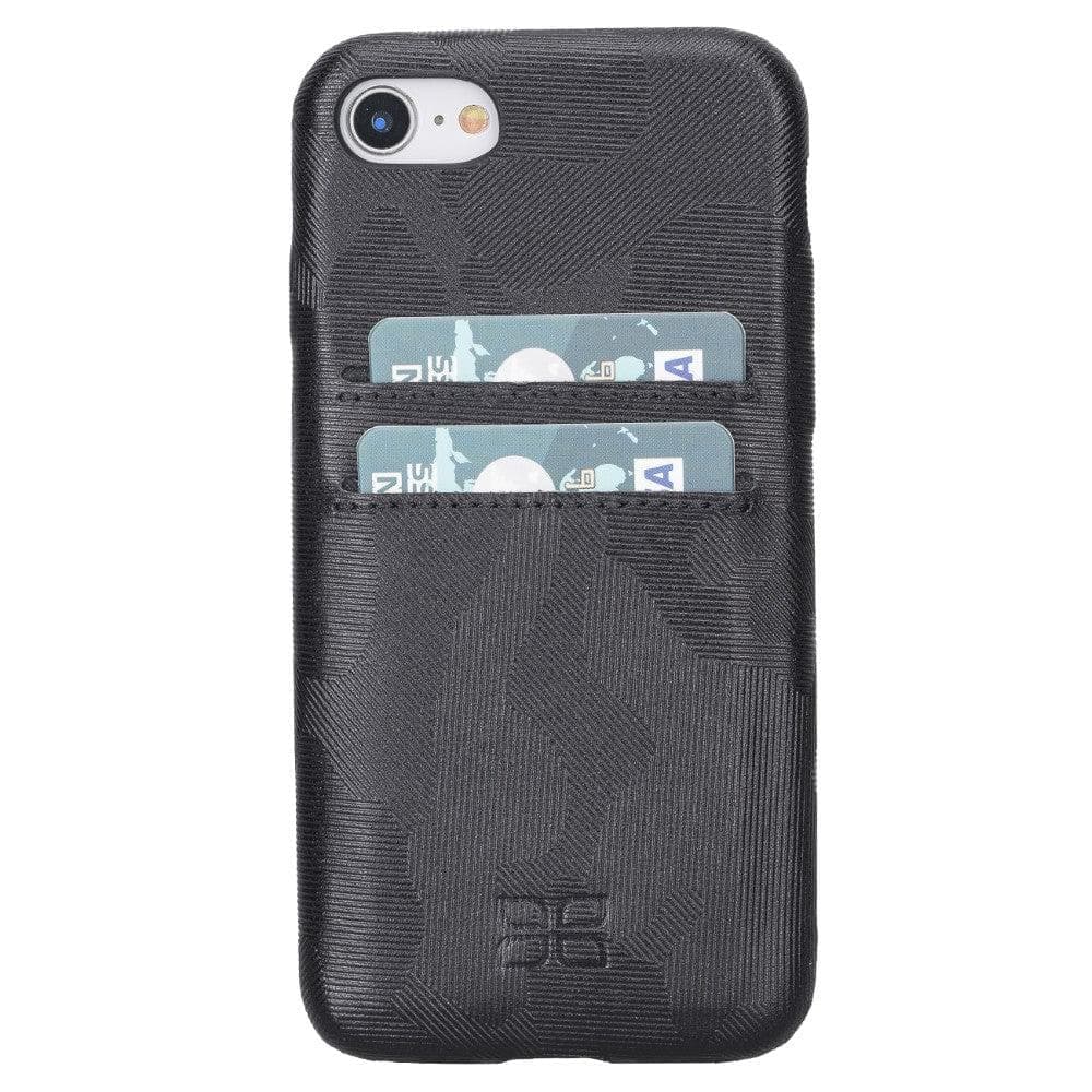 Apple iPhone 8 Series Leather Ultra Cover with Credit Card iPhone 8 / KAMUFLAJ SİYAH Bouletta