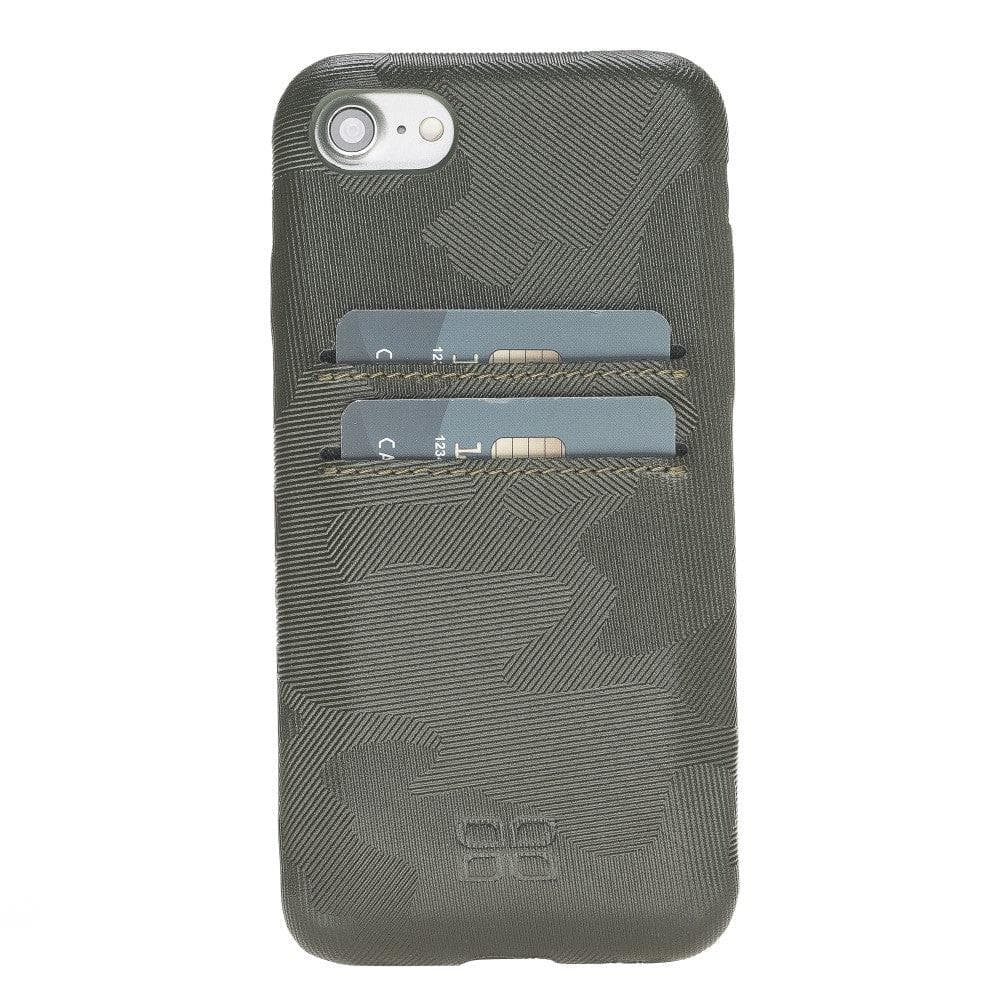 Apple iPhone 8 Series Leather Ultra Cover with Credit Card iPhone 8 / Kamuflaj Yeşil Bouletta LTD