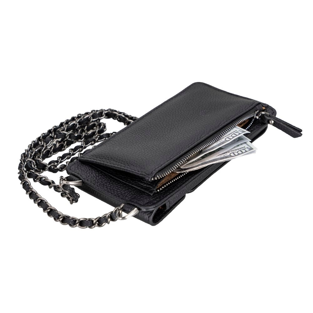 Avjin Shoulder Strap Genuine Leather Wallet Phone Case up to 6.9"