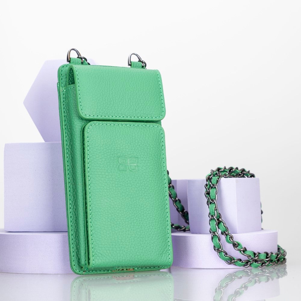 Avjin Shoulder Strap Genuine Leather Wallet Phone Case up to 6.9"