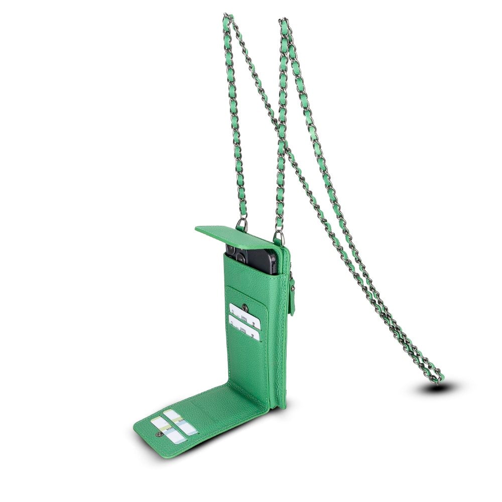 Avjin Shoulder Strap Genuine Leather Wallet Phone Case up to 6.9"