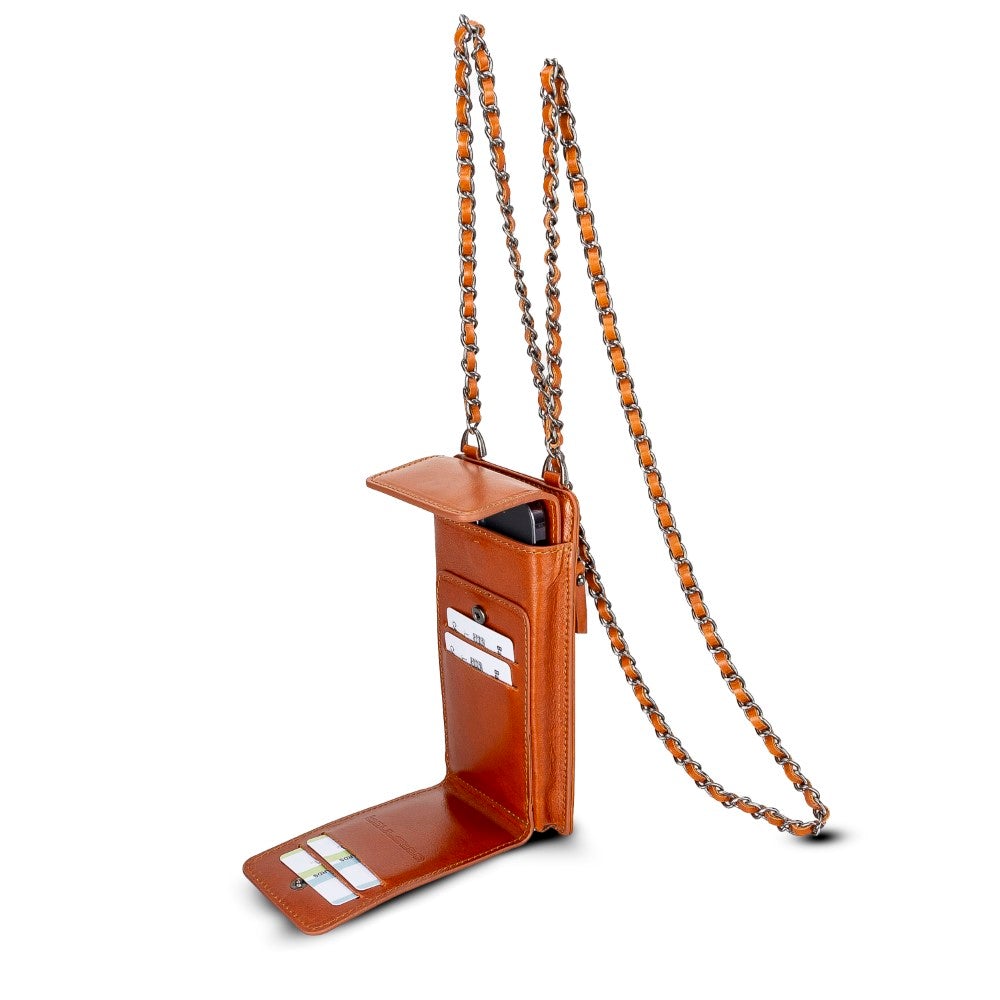 Avjin Shoulder Strap Genuine Leather Wallet Phone Case up to 6.9"