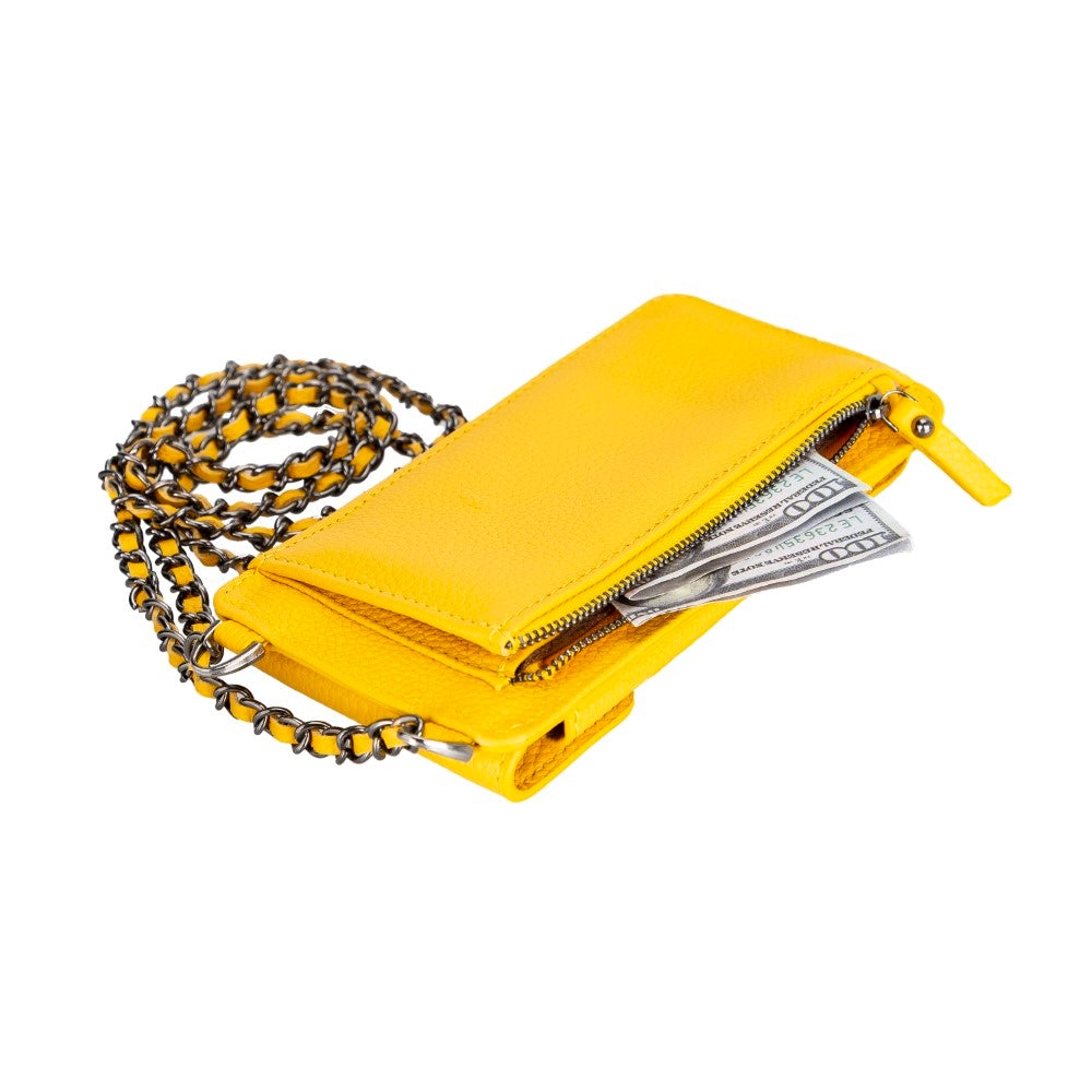 Avjin Shoulder Strap Genuine Leather Wallet Phone Case up to 6.9"