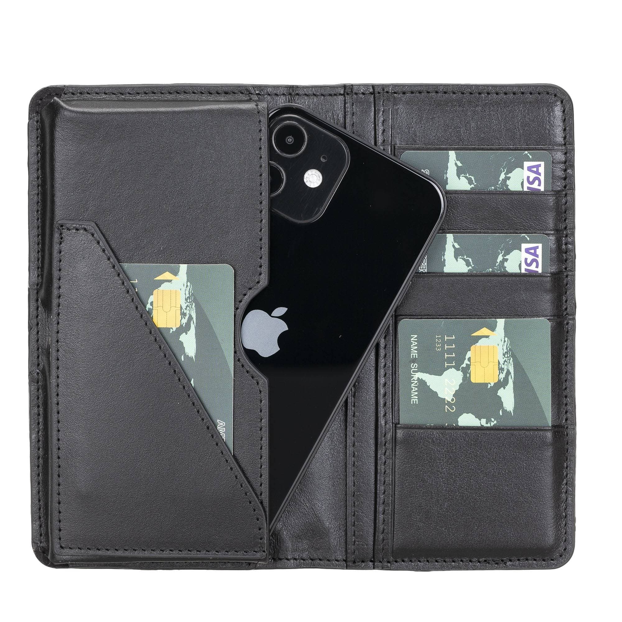 Calvina Leather Wallet Rustic Black Bouletta Shop