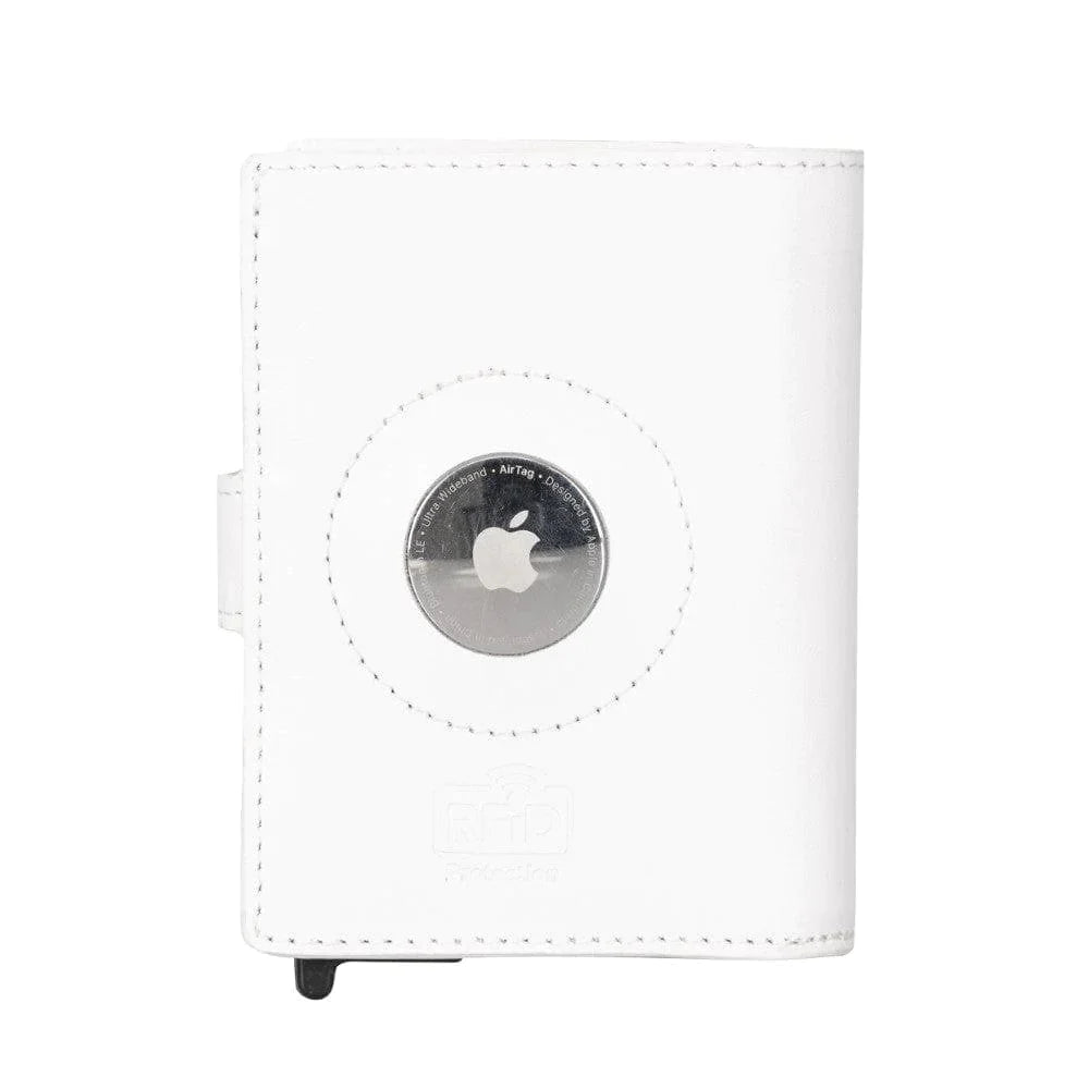 Leather Palertag Zip Mechanical Card Holder White Bouletta