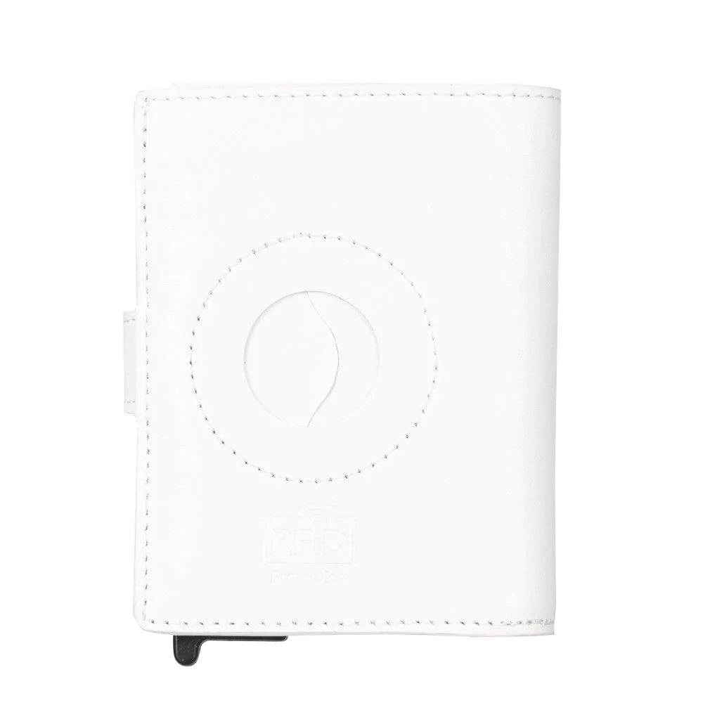 Leather Palertag Zip Mechanical Card Holder White Bouletta