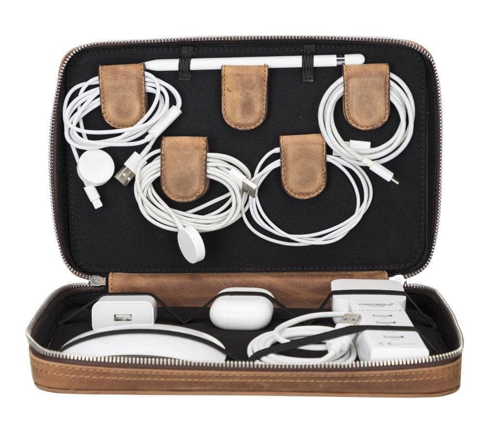 Leather Travel Cable Organizer Brown Bouletta LTD