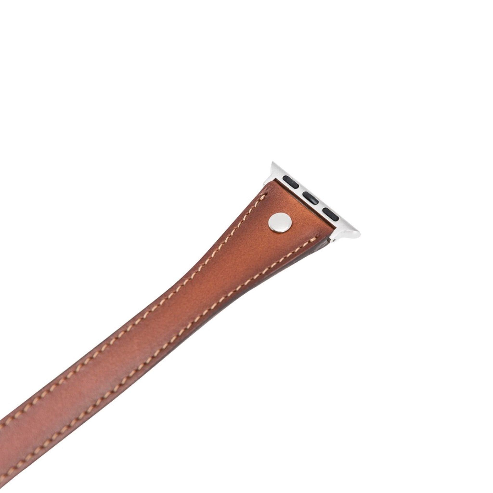 Leeds Double Tour Slim with Silver Bead Apple Watch Leather Straps Bouletta LTD