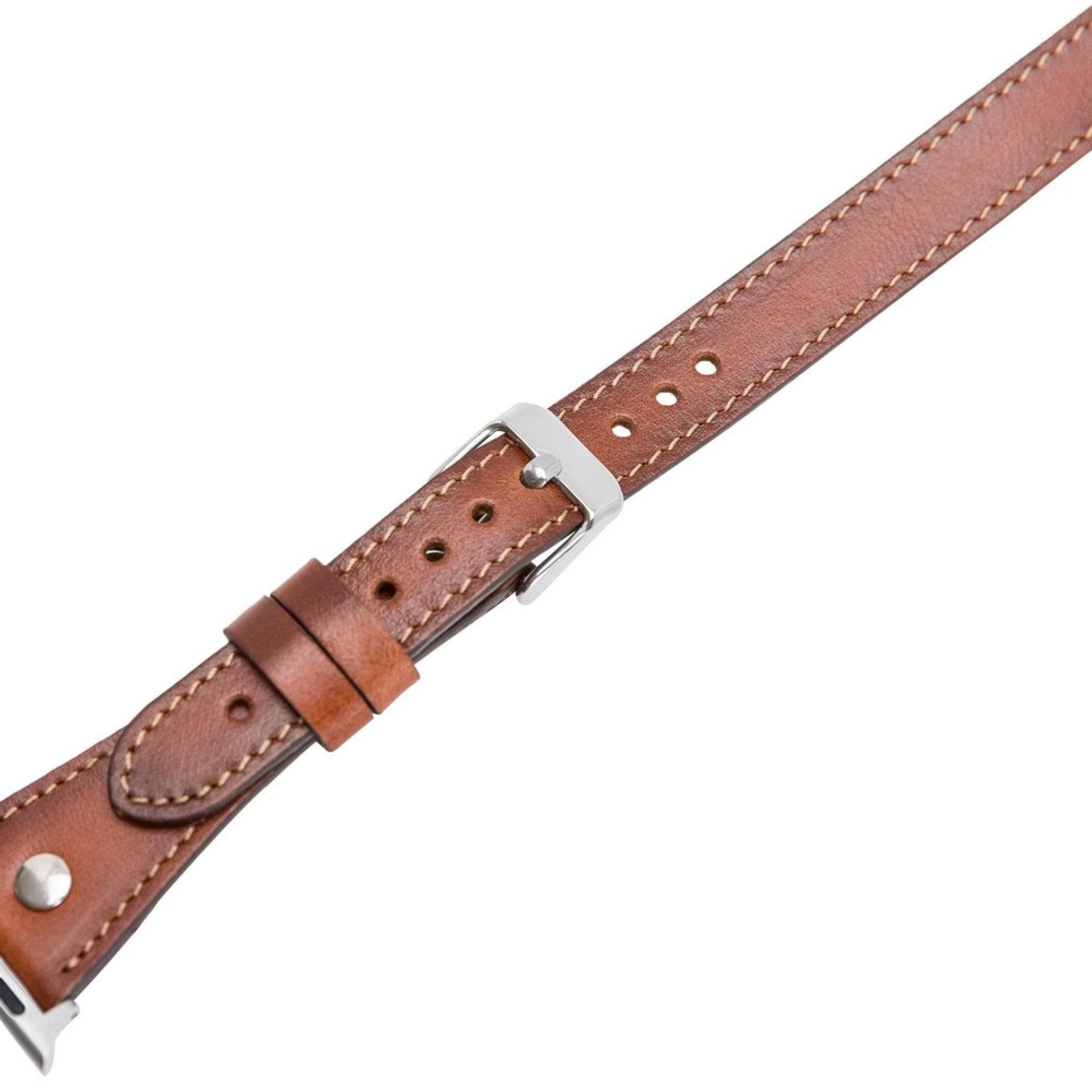Leeds Double Tour Slim with Silver Bead Apple Watch Leather Straps Bouletta LTD
