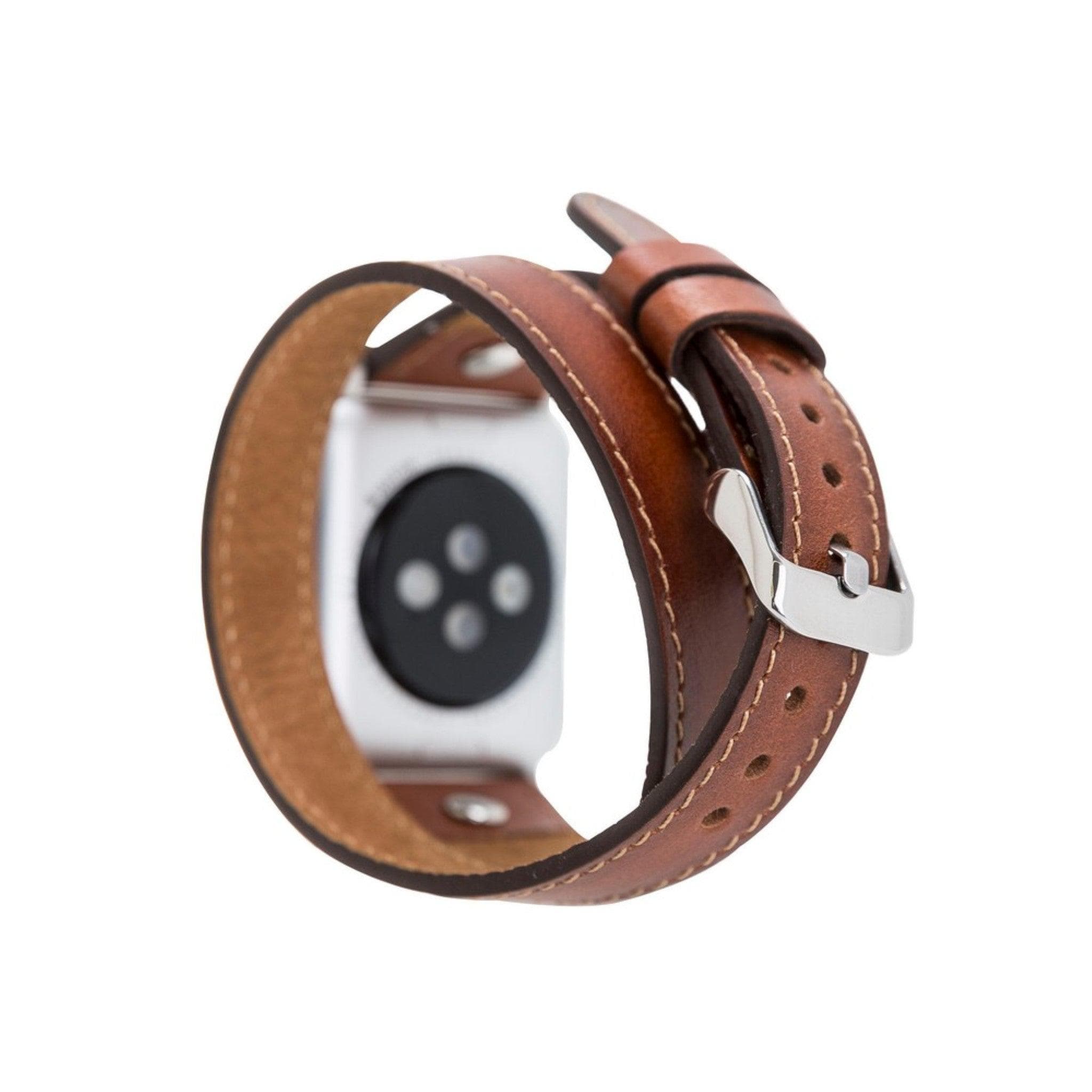 Leeds Double Tour Slim with Silver Bead Apple Watch Leather Straps Bouletta LTD