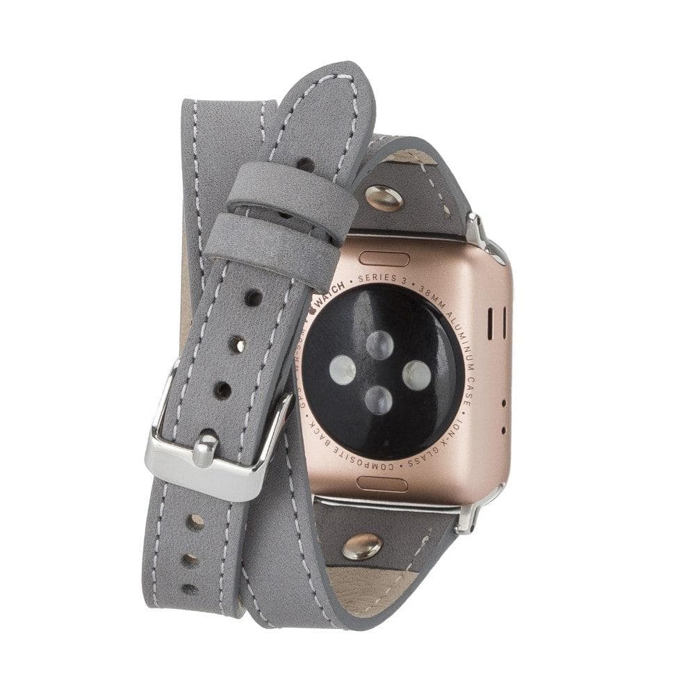 Leeds Double Tour Slim with Silver Bead Apple Watch Leather Straps Bouletta LTD