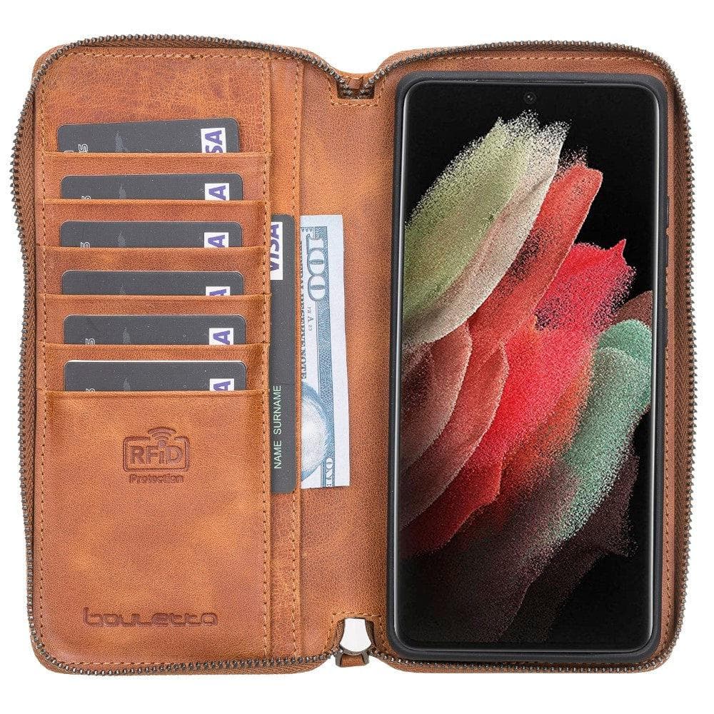 Detachable Leather Zipper Wallet Cases for Samsung Galaxy S21 Series Bouletta LTD