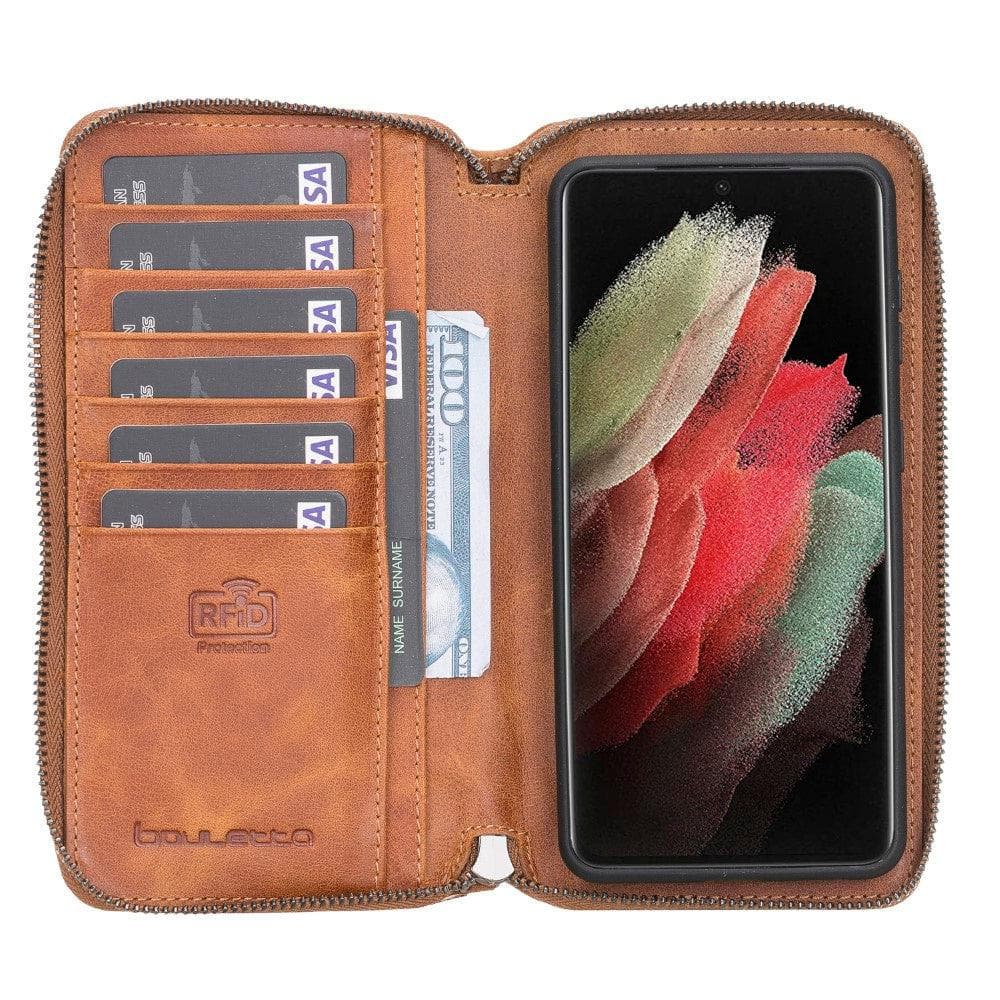 Detachable Leather Zipper Wallet Cases for Samsung Galaxy S21 Series Bouletta LTD