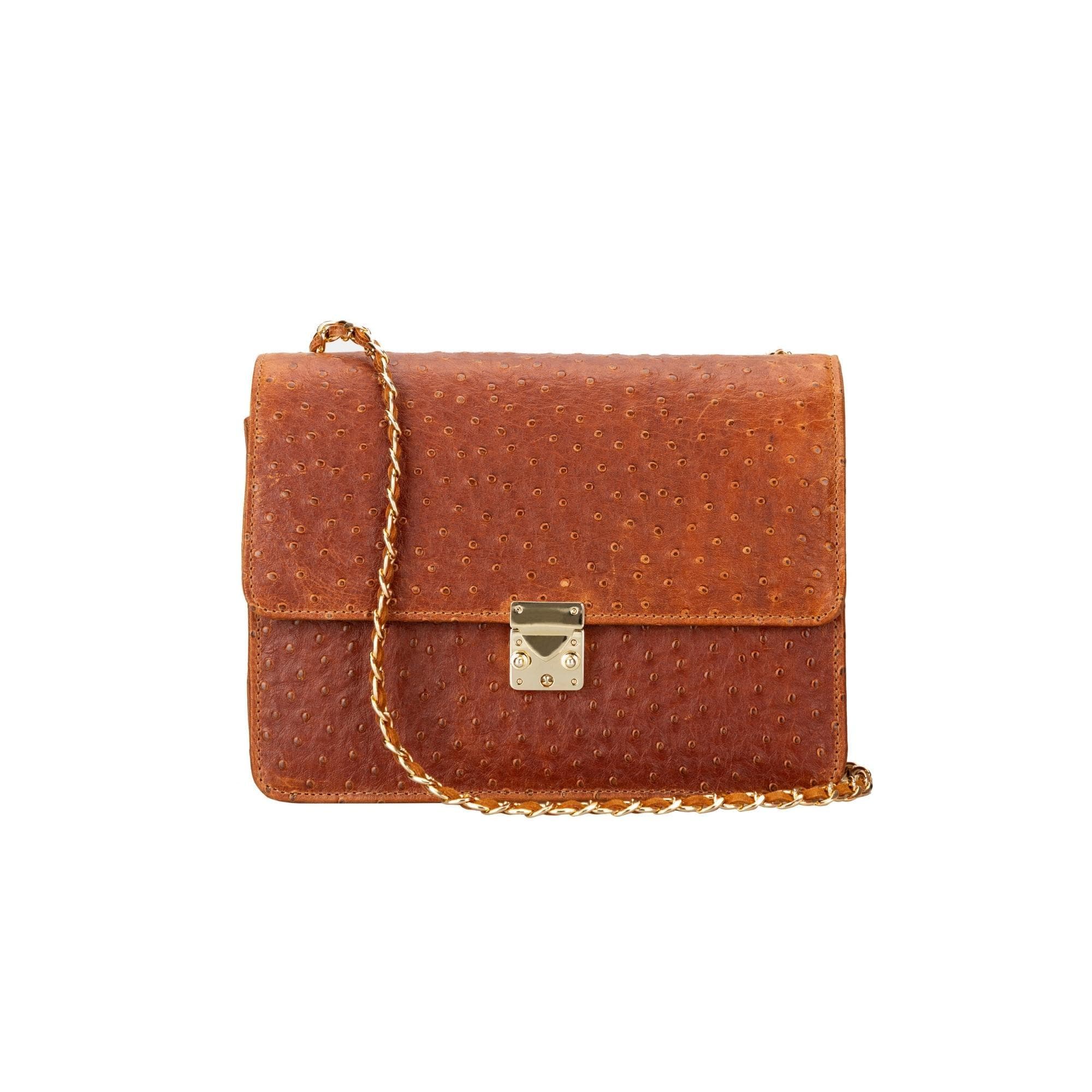 Oxi Geniune Leather Women’s Bag Tan Ostrich Bouletta B2B