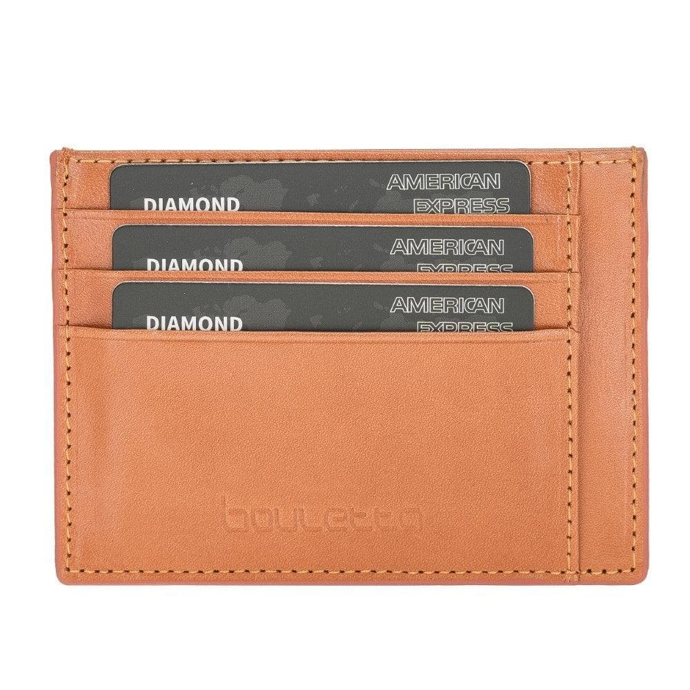 Handmade and Personalized Minimaalist Geniuine Leather Card Holder - BLWL18 Orange Bouletta LTD