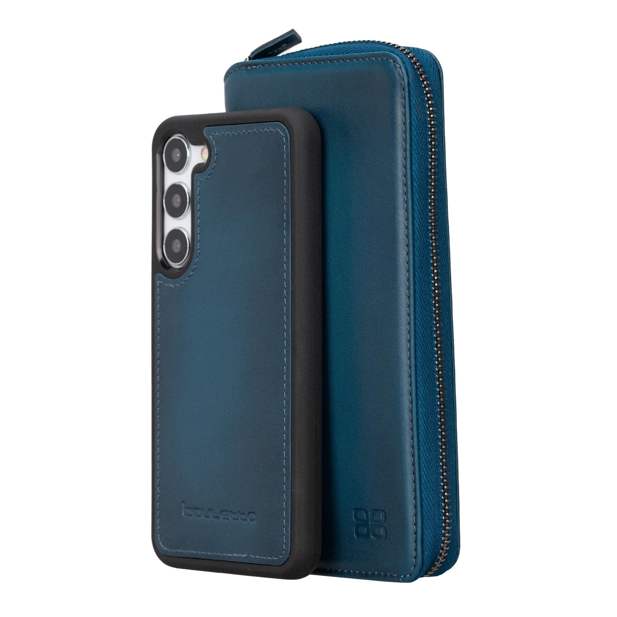 Samsung Galaxy S23 Series Zippered Leather Wallet Cases - PMW Galaxy S23 Plus / Blue Bouletta LTD
