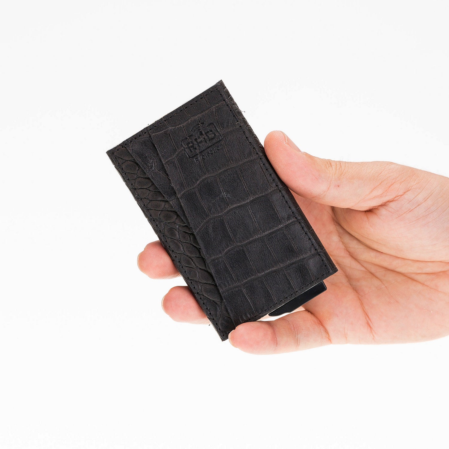 Fernando Leather Mechanism Card Holder with RFID