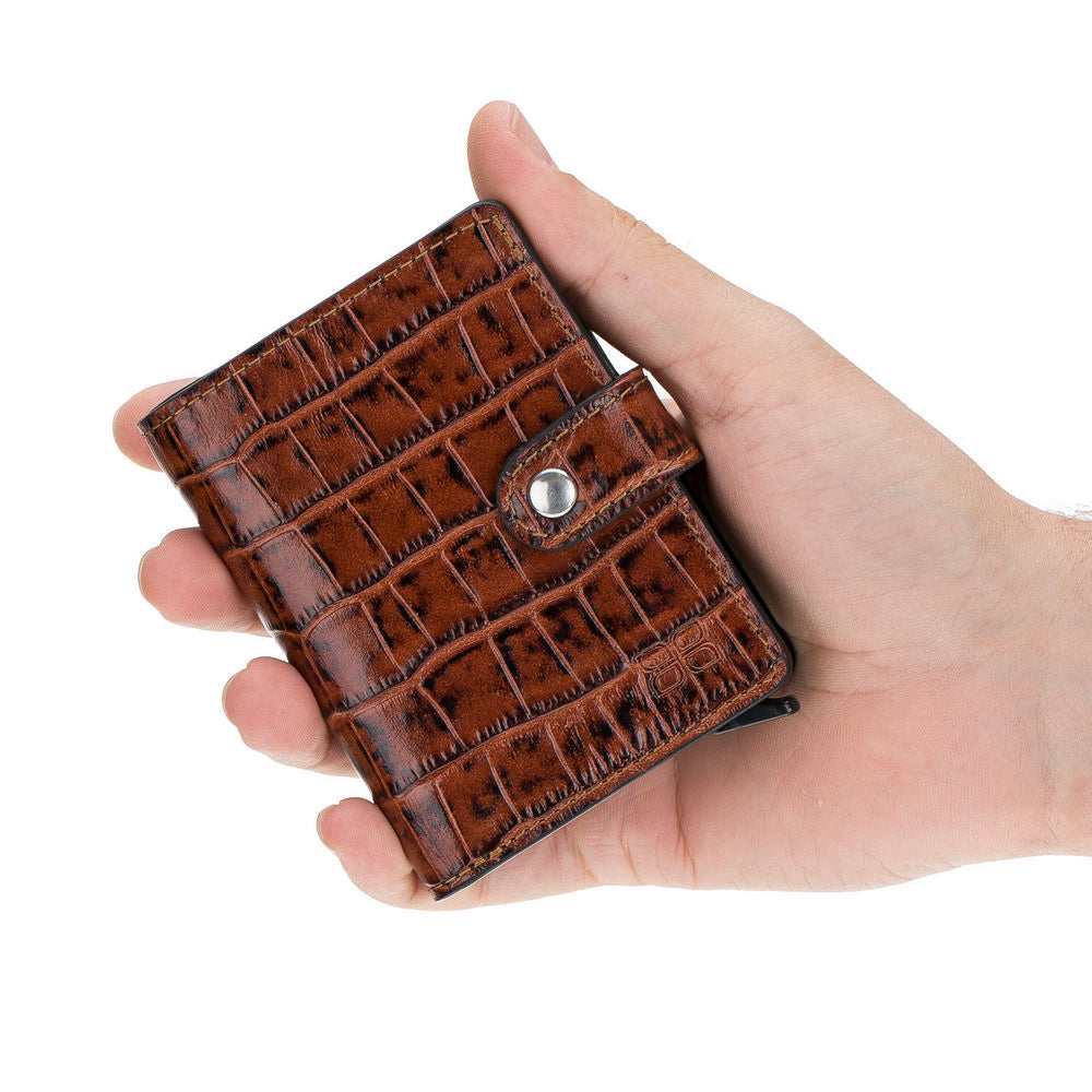 Palermo Mechanical Leather Card Holder Wallet