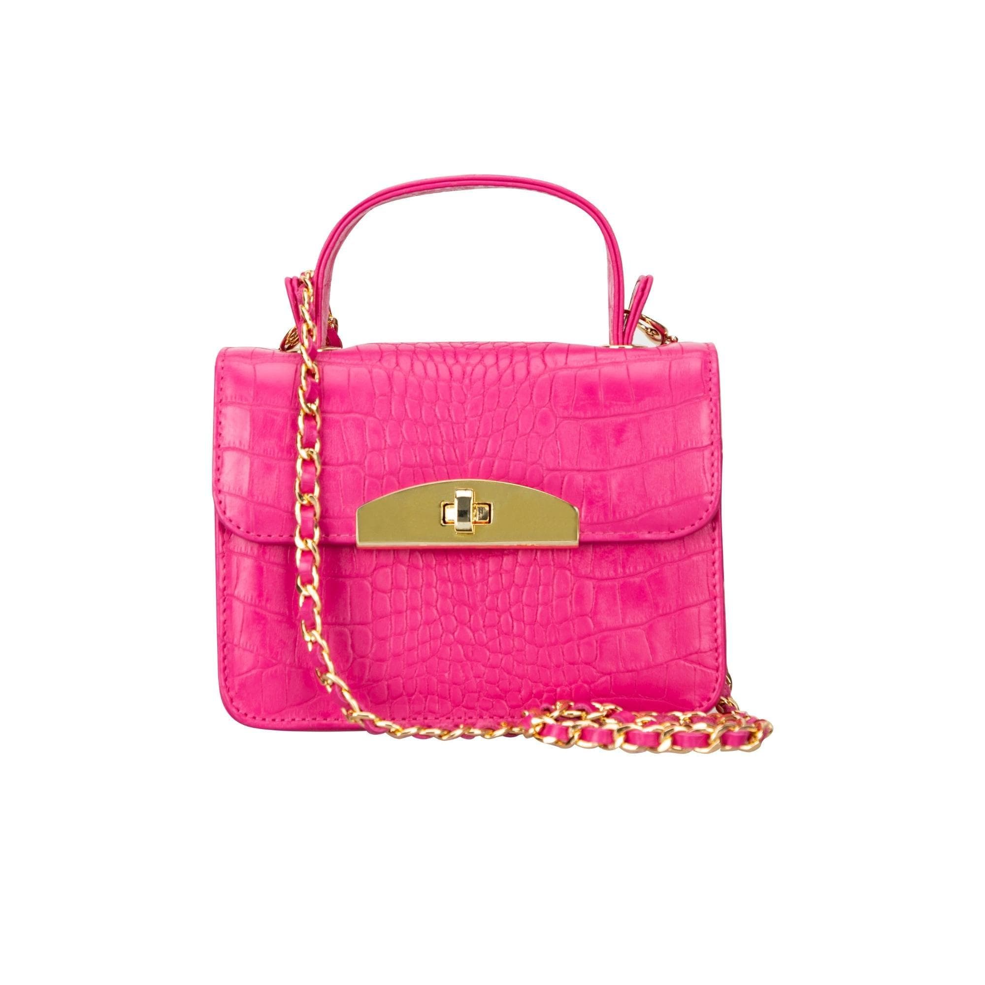 Alisha Geniune Leather Women’s Bag Cerise Pink Croc Bouletta