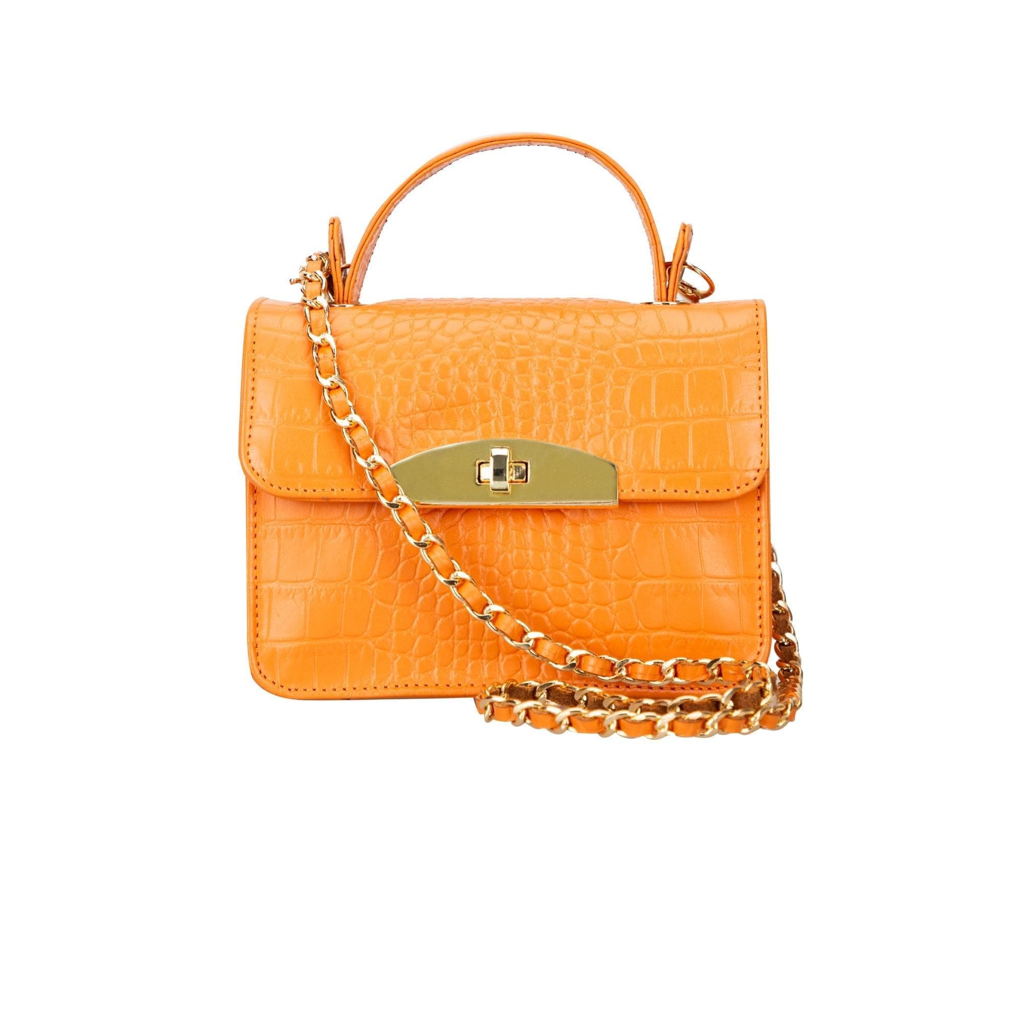 Alisha Geniune Leather Women’s Bag Orange Croc Bouletta