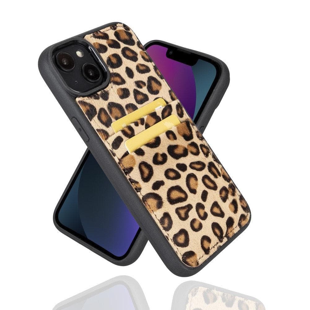 Apple iPhone 14 Series Leather Back Cover with Card Holder iPhone 14 Plus / Leopard Bouletta LTD