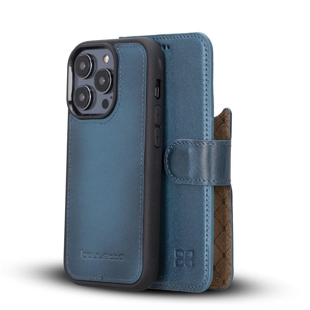 Apple iPhone 15 Series Detachable Leather Wallet Case Colorful - MW iPhone 15 Pro Max / Blue / Leather Bouletta LTD