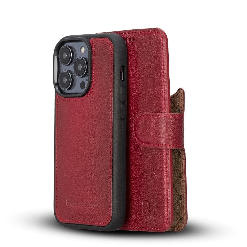Apple iPhone 15 Series Detachable Leather Wallet Case Colorful - MW iPhone 15 Pro Max / Red / Leather Bouletta LTD