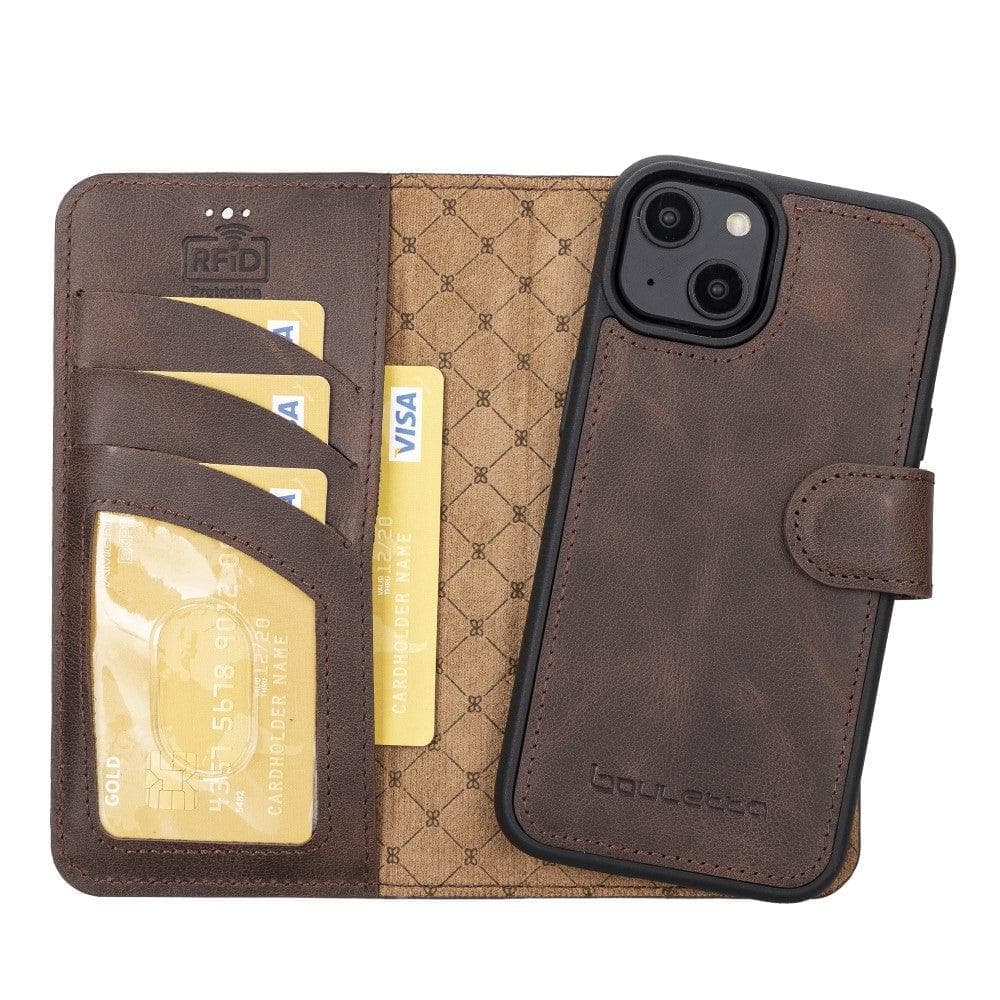 Apple iPhone 15 Series Detachable Leather Wallet Case Darker Color - MW Bouletta LTD
