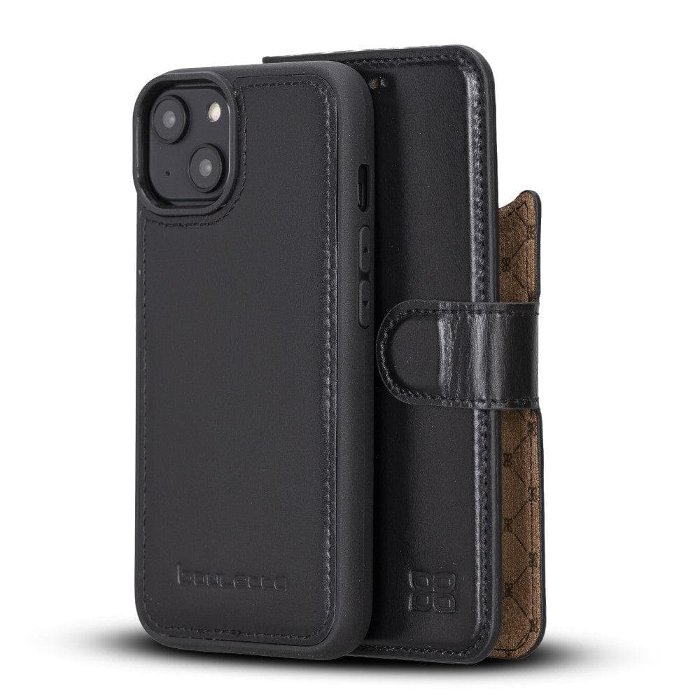 Apple iPhone 15 Series Detachable Leather Wallet Case Darker Color - MW iPhone 15 Plus / Black / Leather Bouletta LTD