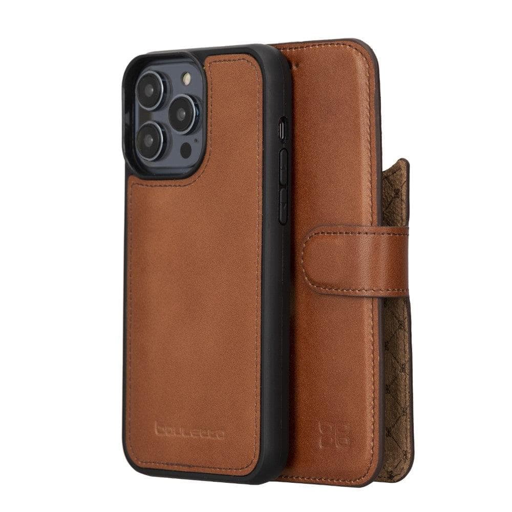 Apple iPhone 15 Series Detachable Leather Wallet Case Darker Color - MW iPhone 15 Pro Max / Maroon / Leather Bouletta LTD