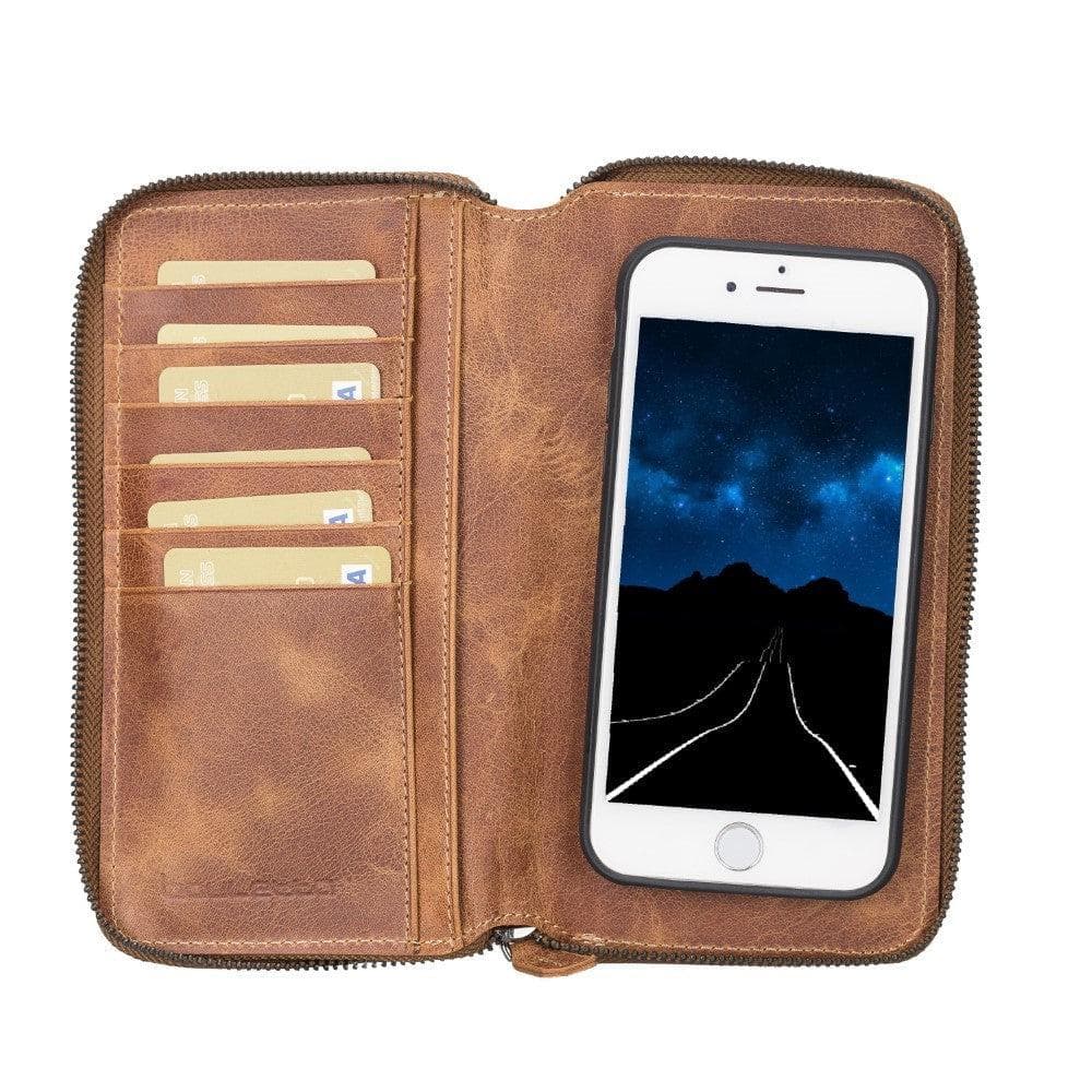 Apple iPhone 7 Series Leather  Pouch Magnetic Detachable Leather Wallet Case iPhone 7 / Vegetal Tan Bouletta