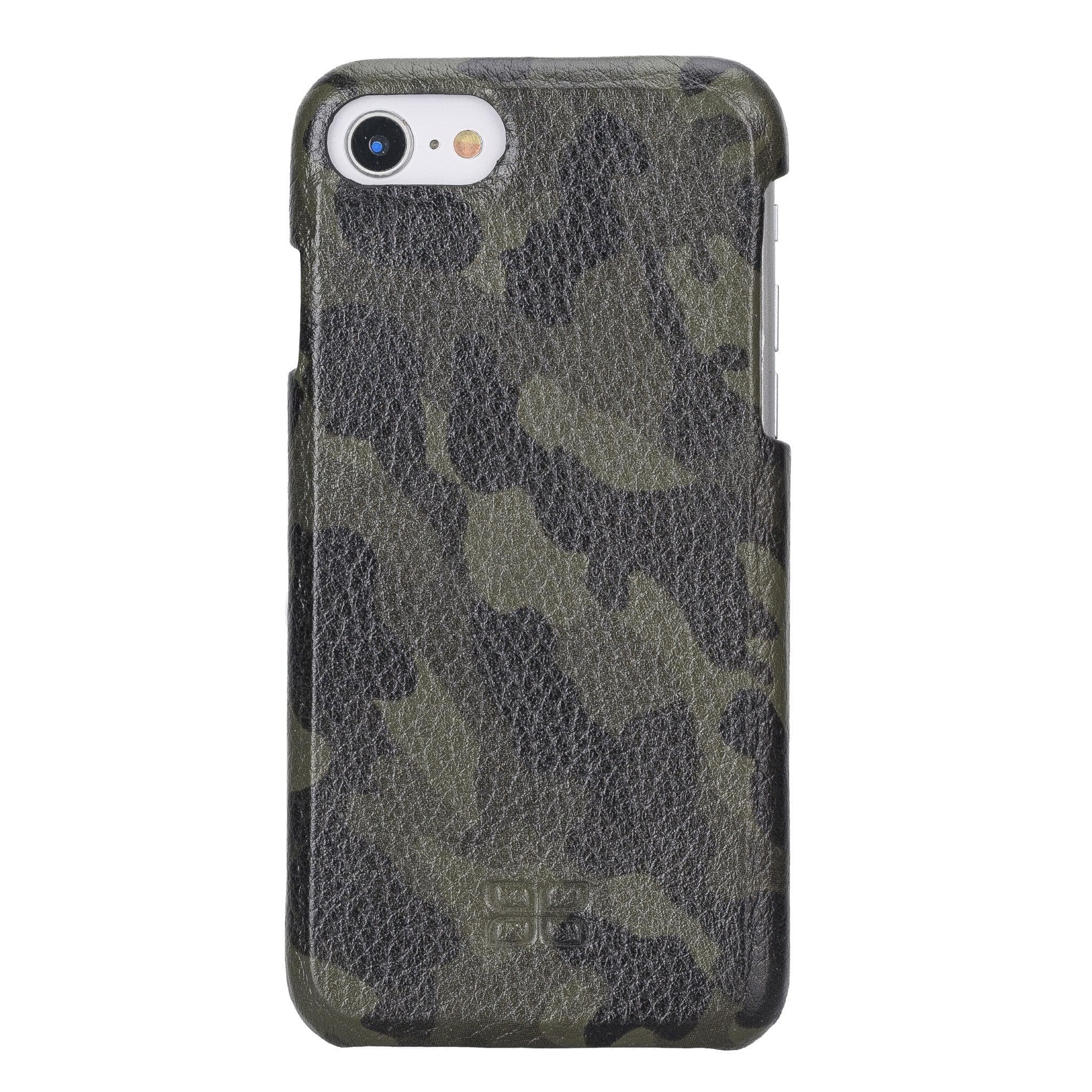 Apple iPhone SE Series Fully Covering Leather Back Cover Case iPhone SE 3rd Generation ( 2022 ) / Camouflage Green Bouletta LTD