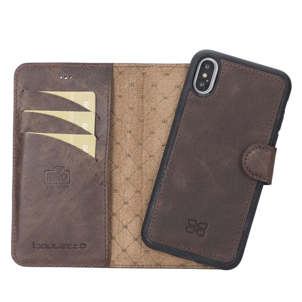 Apple iPhone X Series Detachable Leather Wallet Case - MW iPhone X / XS / Dark Brown Bouletta LTD