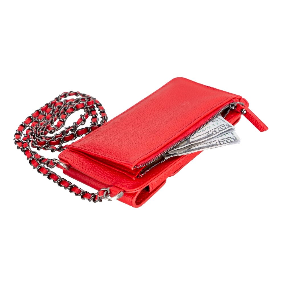 Avjin Shoulder Strap Genuine Leather Wallet Phone Case up to 6.9"